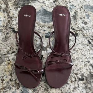 Mango Women's Dark Red Heeled Sandals